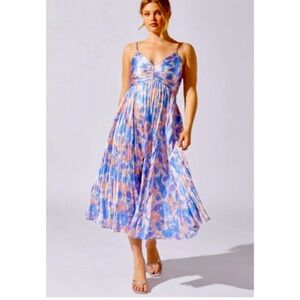 ASTR The Label nwot abstract Maeve Pleated Midi Dress